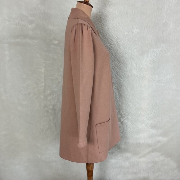 Kate Spade Ruffle Long Knit Sweater Blazer Beige Tan Single Button L - Picture 5 of 9